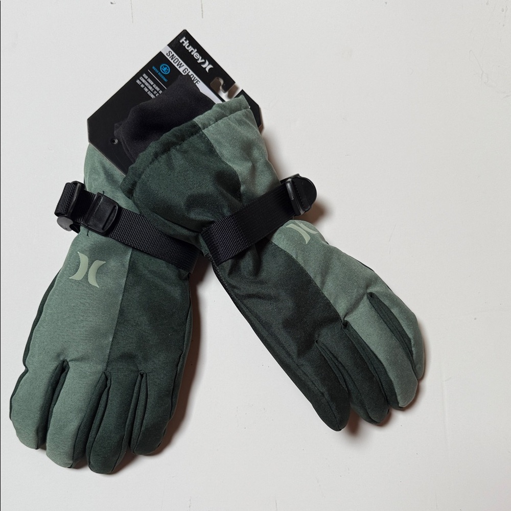 New Small / Medium Snowboarding Hurley Black and Green Snow Gloves Snow Winter